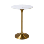 Round Faux Marble & Metal Cocktail Bar Table in Gold Whit