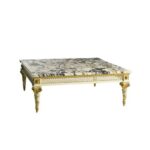 Luxury Marble-Top Coffee Table with Ornate Gold Accents