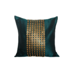 Teal and Gold Embellished Throw Pillow
