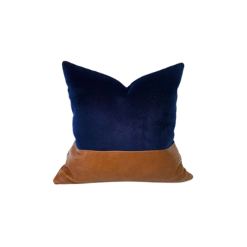 Two-Tone Velvet and Leather Throw Pillow