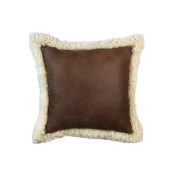 Shearling Trim Leather Pillow