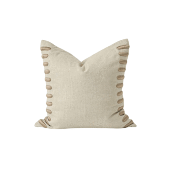 Natural Linen Pillow with Embroidered Edge