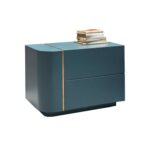 Modern Curved Lacquered Nightstand with Gold Trim
