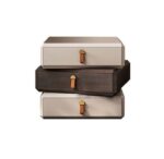 Modern Stackable Storage Boxes with Leather Handles