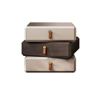 Modern Stackable Storage Boxes with Leather Handles