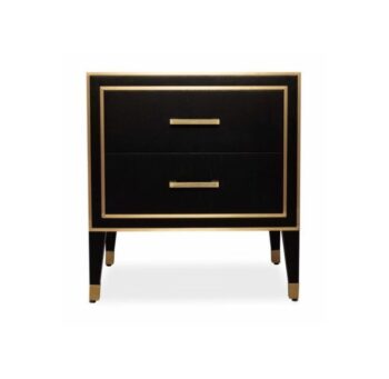 Modern Black and Gold Two-Drawer Nightstand
