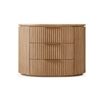 Modern Ribbed Three-Drawer Nightstand