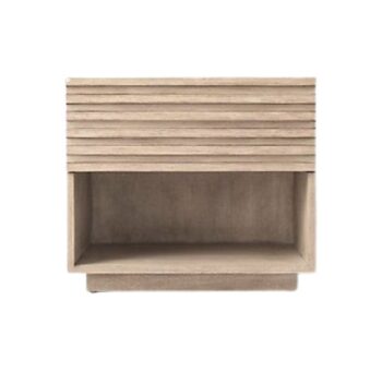 Modern Ribbed Drawer Nightstand with Open Shelf