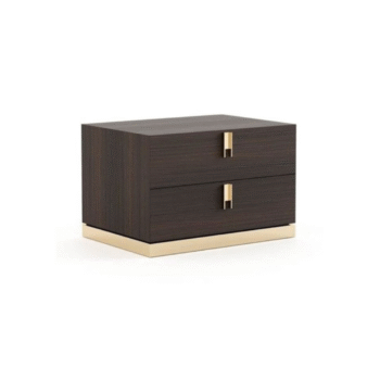 Modern Two-Tone Nightstand with Gold Base