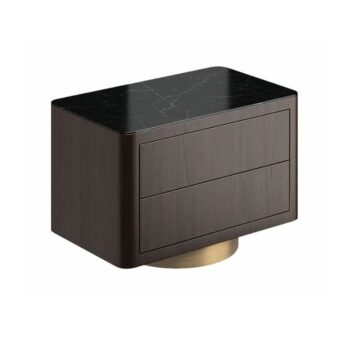 Modern Two-Drawer Marble Top Nightstand