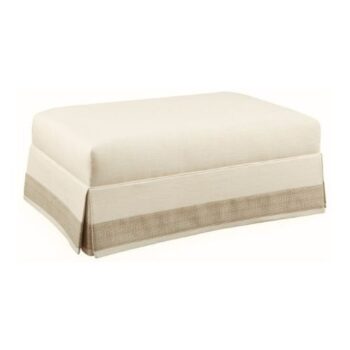 Ivory Embroidered Skirted Cocktail Ottoman