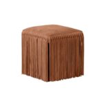 Fringed Suede Pouf