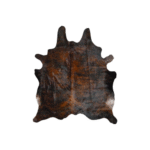Dark Brown & Black Genuine Cowhide Rug with Gloss Finish and Natural Contour