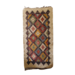 Rectangular Multicolor Geometric Woven Rug with Diamond Motifs