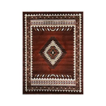 Southwestern Rectangular Woven Rug in Earth Tones with Diamond Center