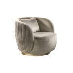 Italian Channel-Tufted Swivel Tub Chair