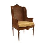 Vintage Rattan Wing Chair