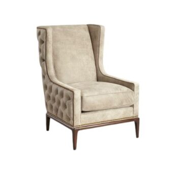 Tufted-Back Leather Wing Chair