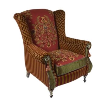 Whimsical Hand-Painted Wingback Chair
