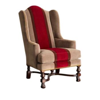 Red Colorblock Wing Chair